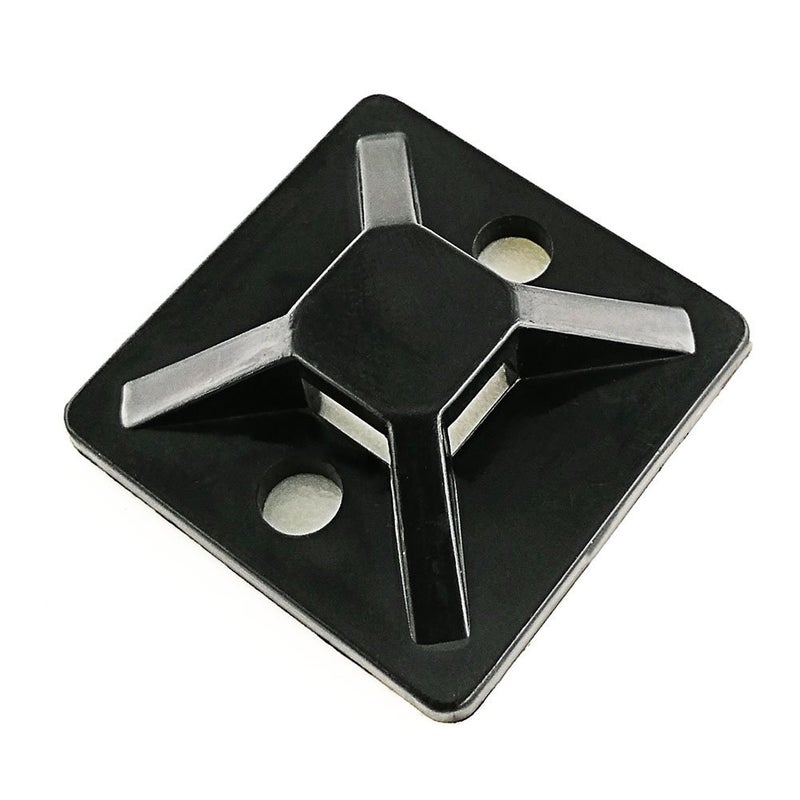 HS أقواس ربط الكابلات ذاتية اللصق مع ثقب برغي لحامل ربط الأسلاك (100 عبوة) مربعات 1x1 بوصة، أسود - Image 1